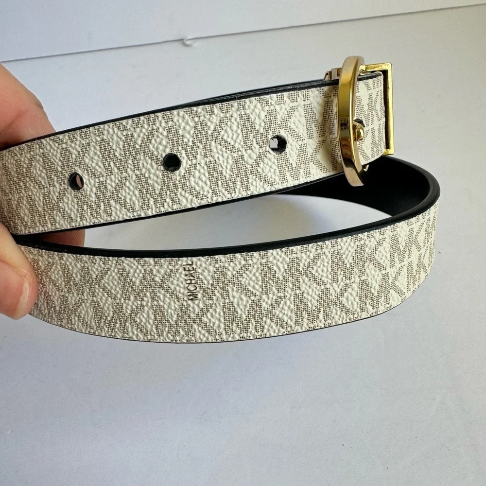 Michael Kors Reversible Belt MK‎ Monogram Canvas Dark Navy Blue Medium / Large